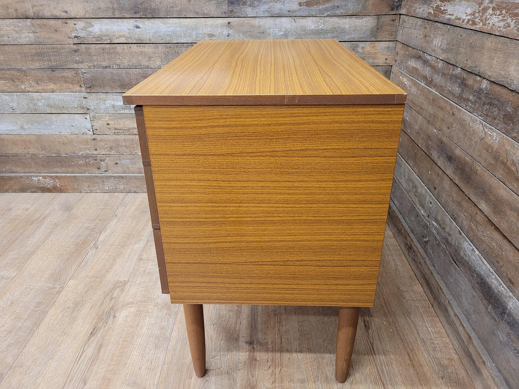 Three Drawer Mid Century Schreiber Vintage Chest of Drawers Pin Legs