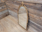 Vintage Arched Gilt Gold Style Metal Floral Moulded Bathroom Mantle Wall Mirror