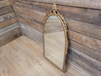 Vintage Arched Gilt Gold Style Metal Floral Moulded Bathroom Mantle Wall Mirror