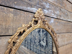 Vintage Arched Gilt Gold Style Metal Floral Moulded Bathroom Mantle Wall Mirror