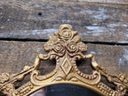Vintage Arched Gilt Gold Style Metal Floral Moulded Bathroom Mantle Wall Mirror