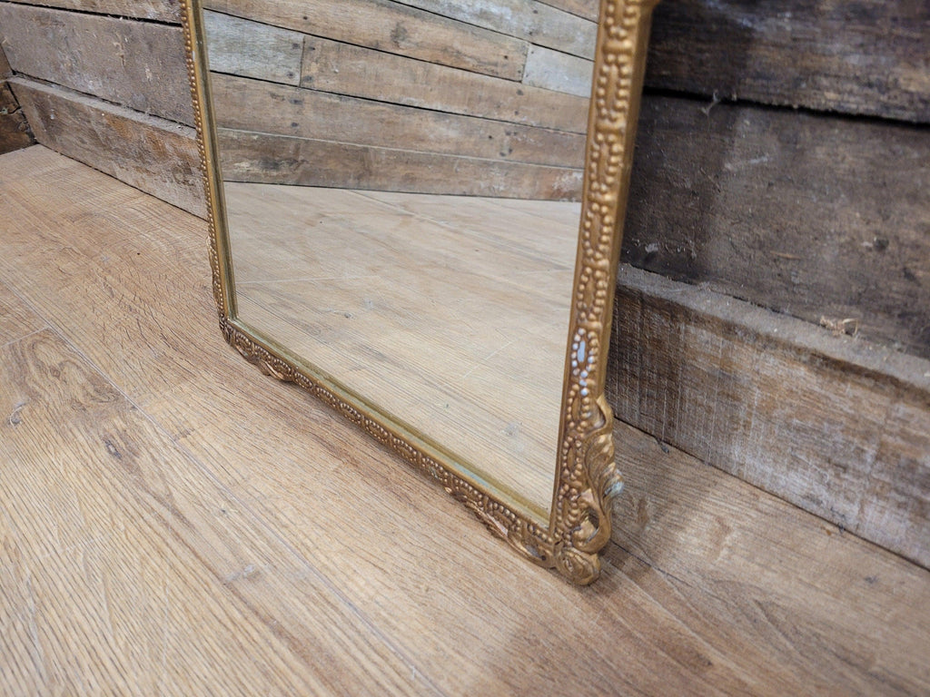 Vintage Arched Gilt Gold Style Metal Floral Moulded Bathroom Mantle Wall Mirror