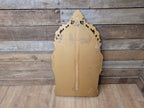 Vintage Arched Gilt Gold Style Metal Floral Moulded Bathroom Mantle Wall Mirror
