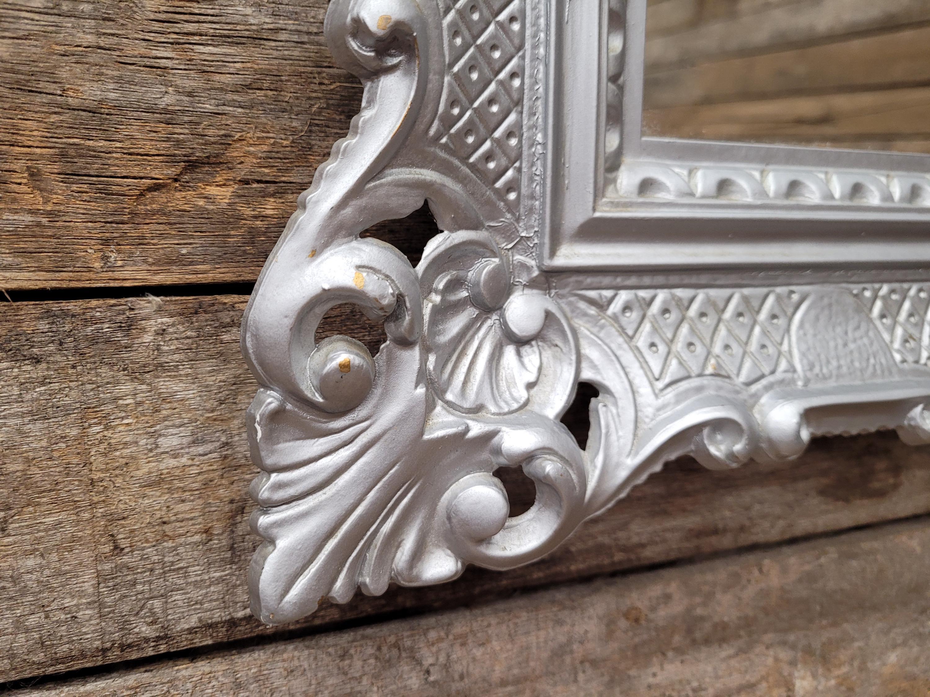Vintage Silver Gilt Style Resin Rococo Baroque French Style Mirror