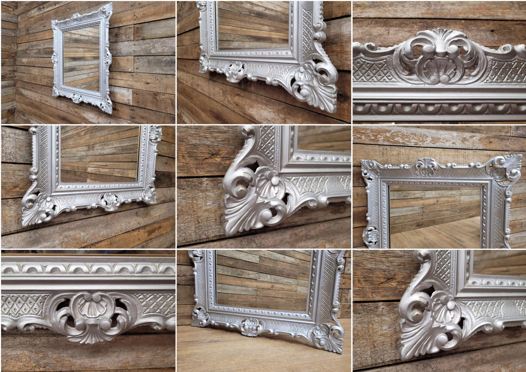 Vintage Silver Gilt Style Resin Rococo Baroque French Style Mirror