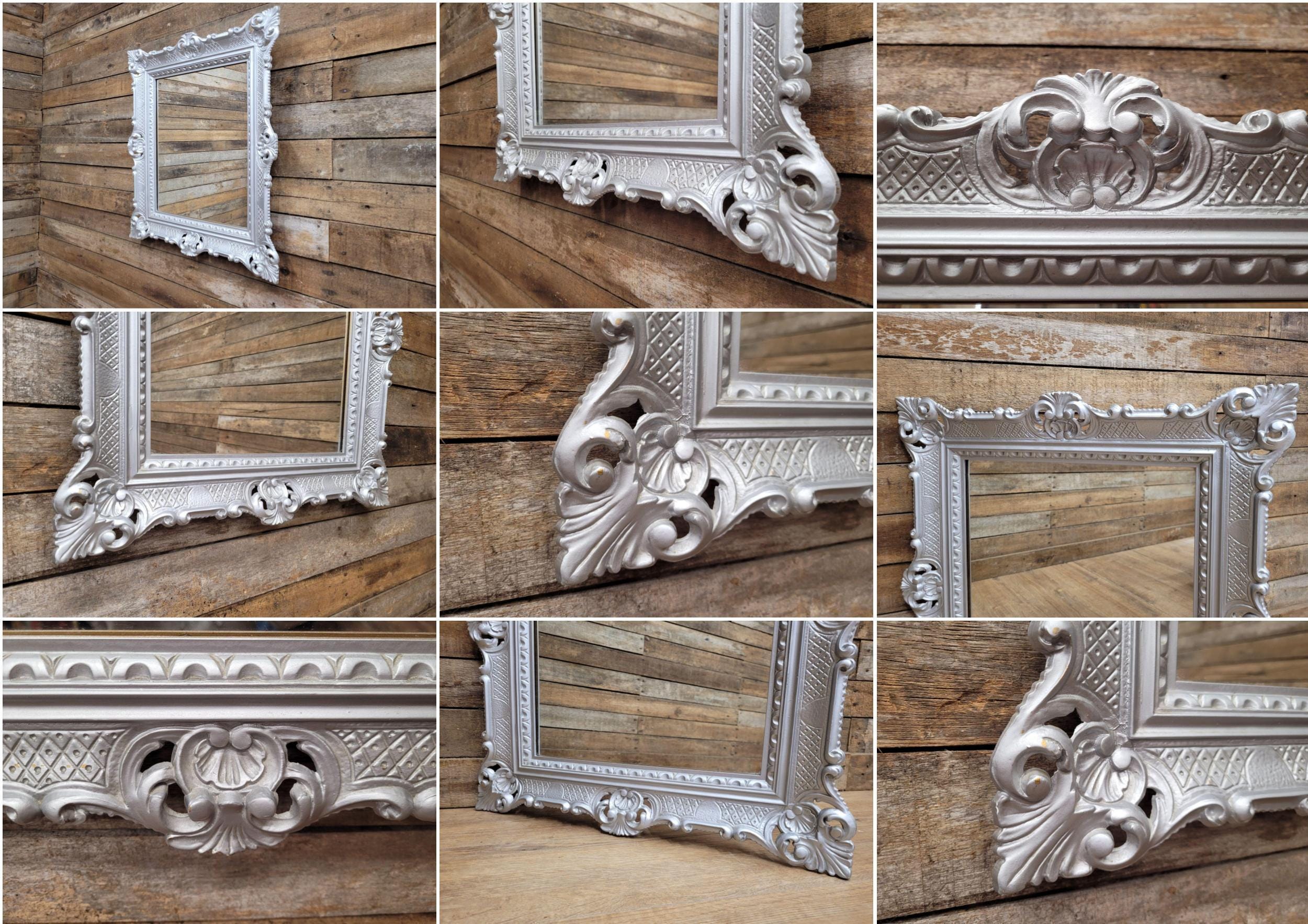 Vintage Silver Gilt Style Resin Rococo Baroque French Style Mirror