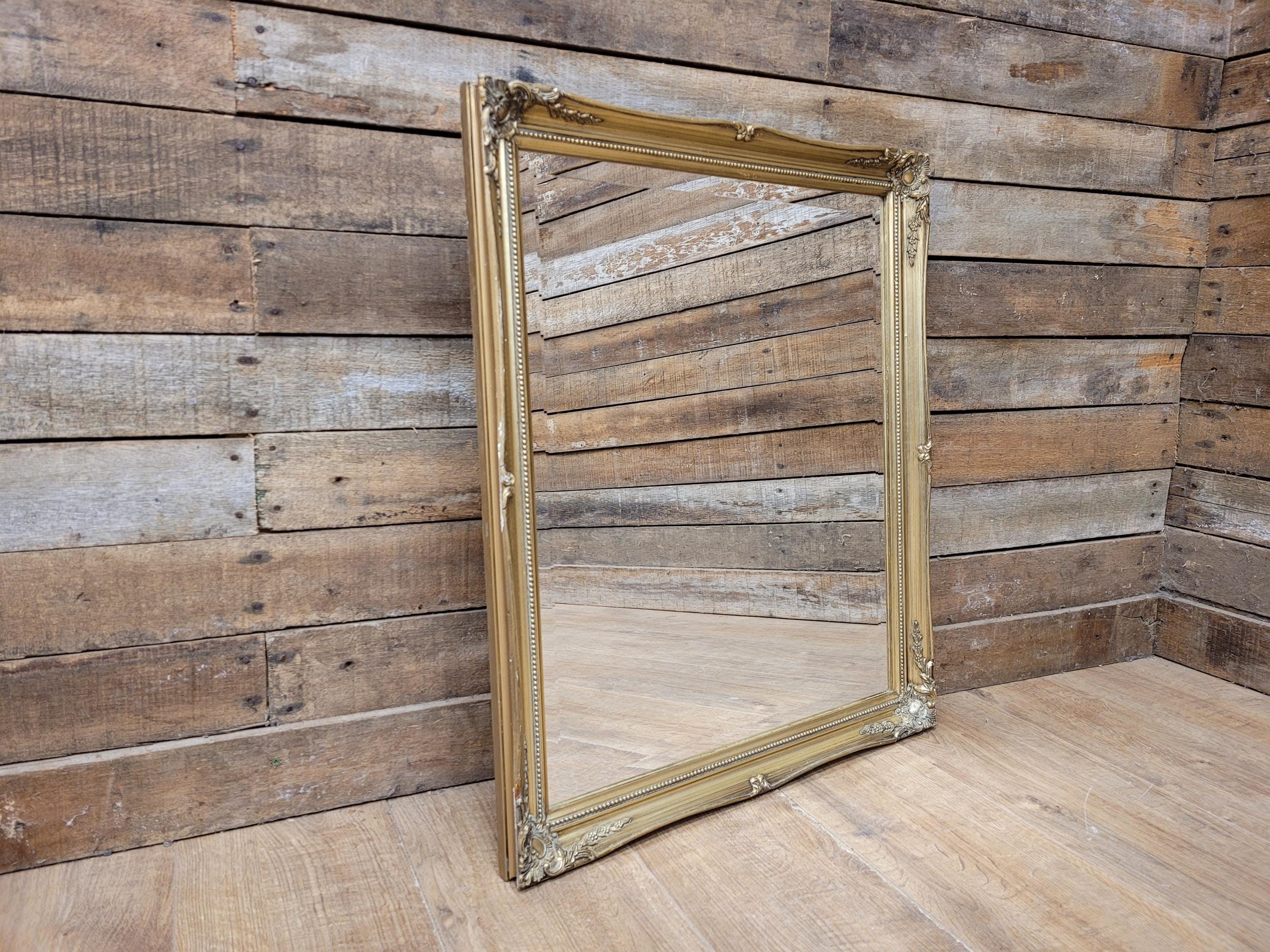 Vintage Gold Gilt Style Large Wood And Plaster Framed Over Mantle Wall Mirror
