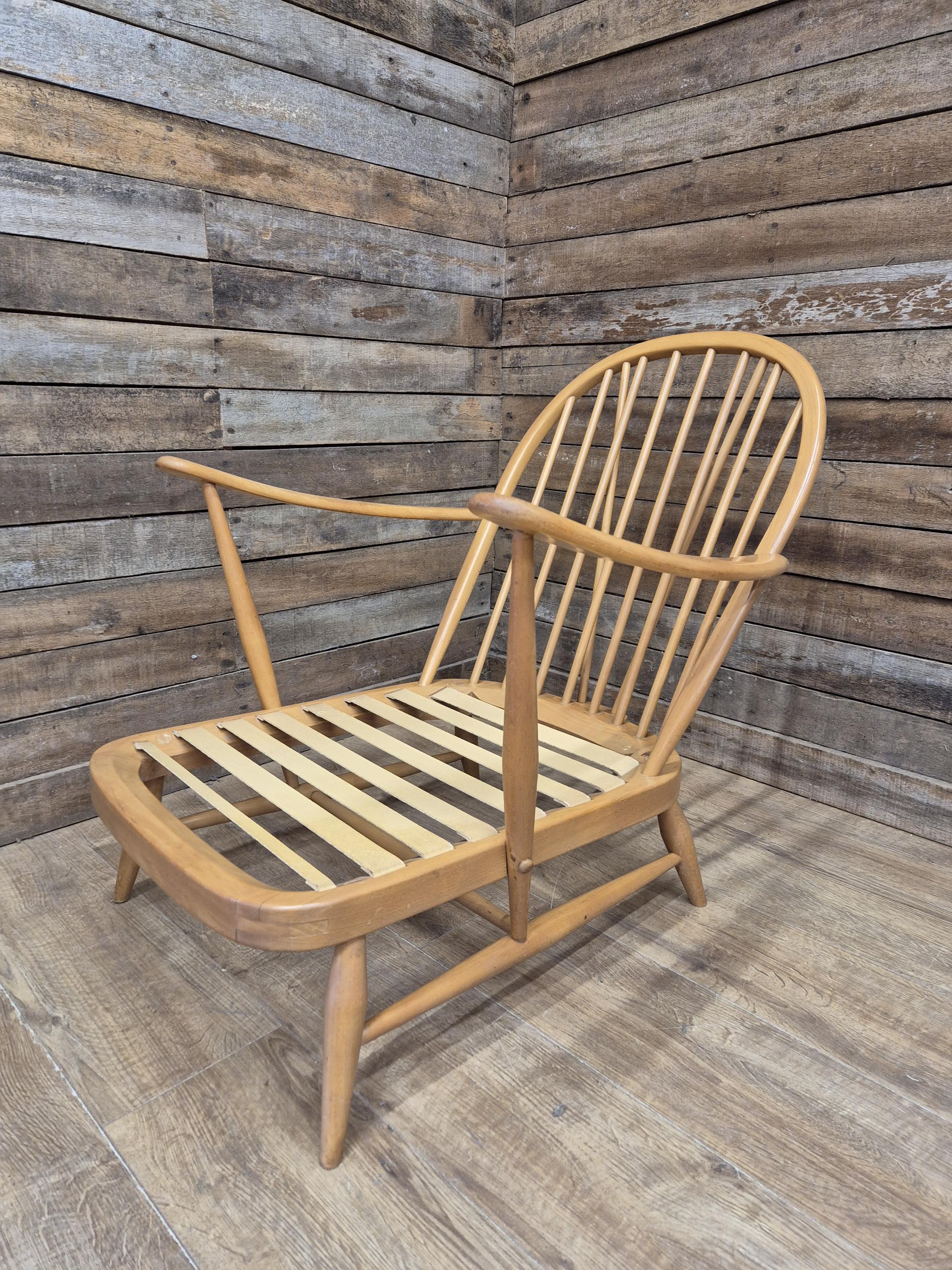 Mid Century Ercol Blonde Original Elm Windsor Armchair Model 203 Elm Beech
