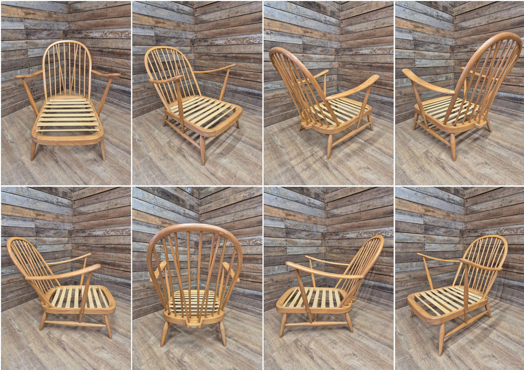 Mid Century Ercol Blonde Original Elm Windsor Armchair Model 203 Elm Beech