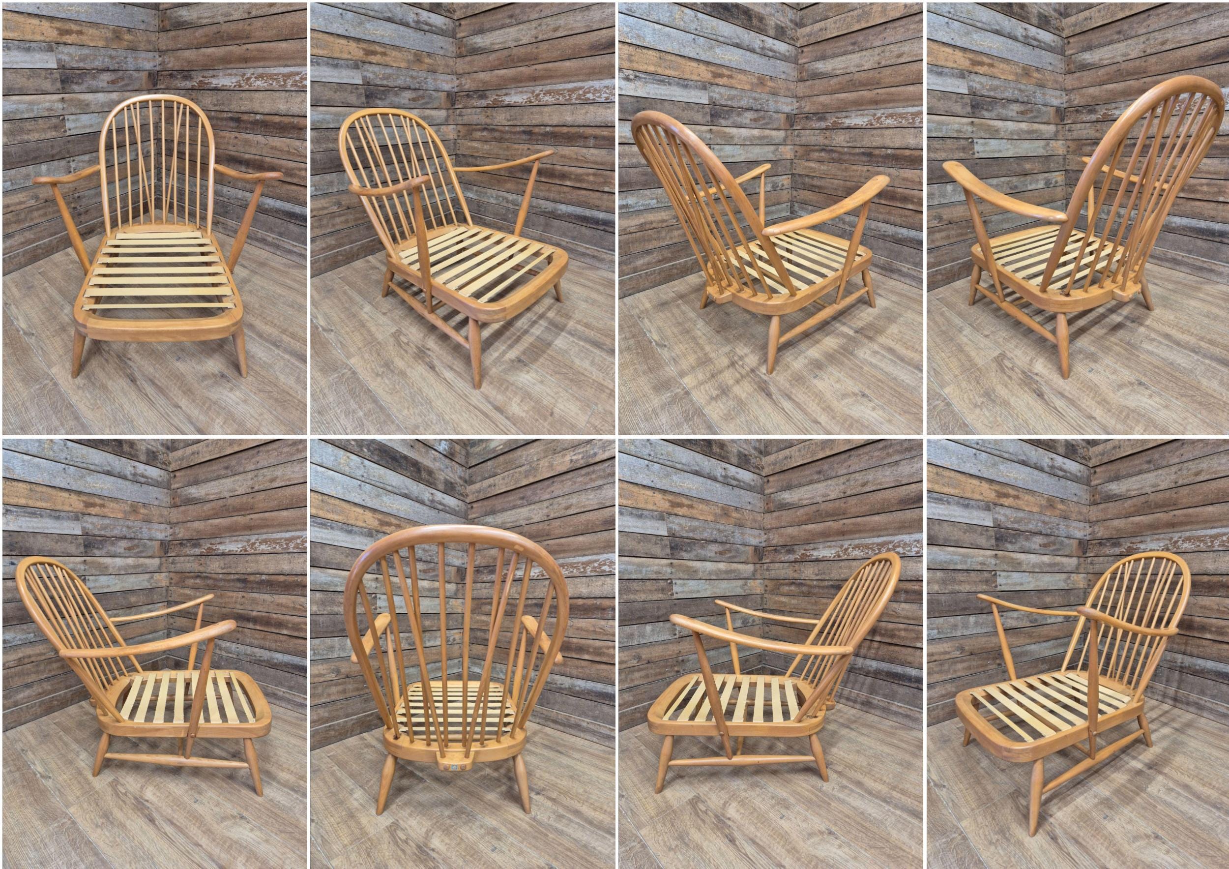Mid Century Ercol Blonde Original Elm Windsor Armchair Model 203 Elm Beech