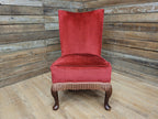 Mid Century Bedroom Nursing Chair Red Velour Fabric Retro Chic With Frills