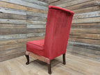 Mid Century Bedroom Nursing Chair Red Velour Fabric Retro Chic With Frills