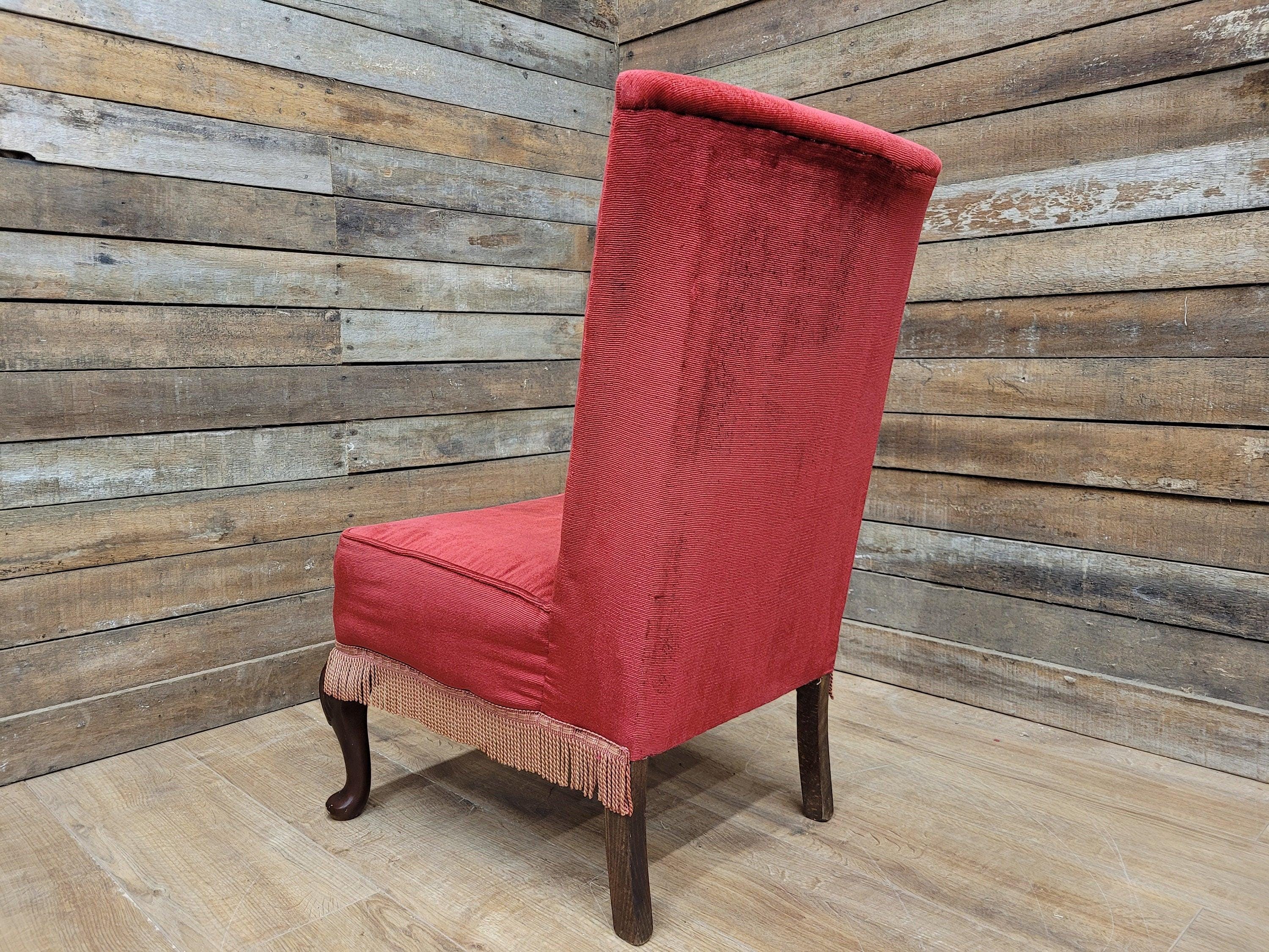 Mid Century Bedroom Nursing Chair Red Velour Fabric Retro Chic With Frills