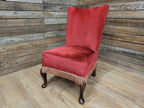 Mid Century Bedroom Nursing Chair Red Velour Fabric Retro Chic With Frills