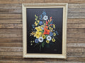Mid Century Original Signed Framed Painting Of Still Life Flowers