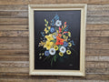 Mid Century Original Signed Framed Painting Of Still Life Flowers