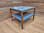 Mid Century Danish Influenced Teak Decoupaged Up Cycled Side Table Afromosia