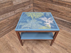 Mid Century Danish Influenced Teak Decoupaged Up Cycled Side Table Afromosia