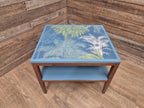 Mid Century Danish Influenced Teak Decoupaged Up Cycled Side Table Afromosia