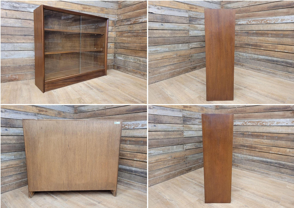 Herbert E Gibbs Vintage Glazed Sliding Door Bookcase Adjustable Shelves