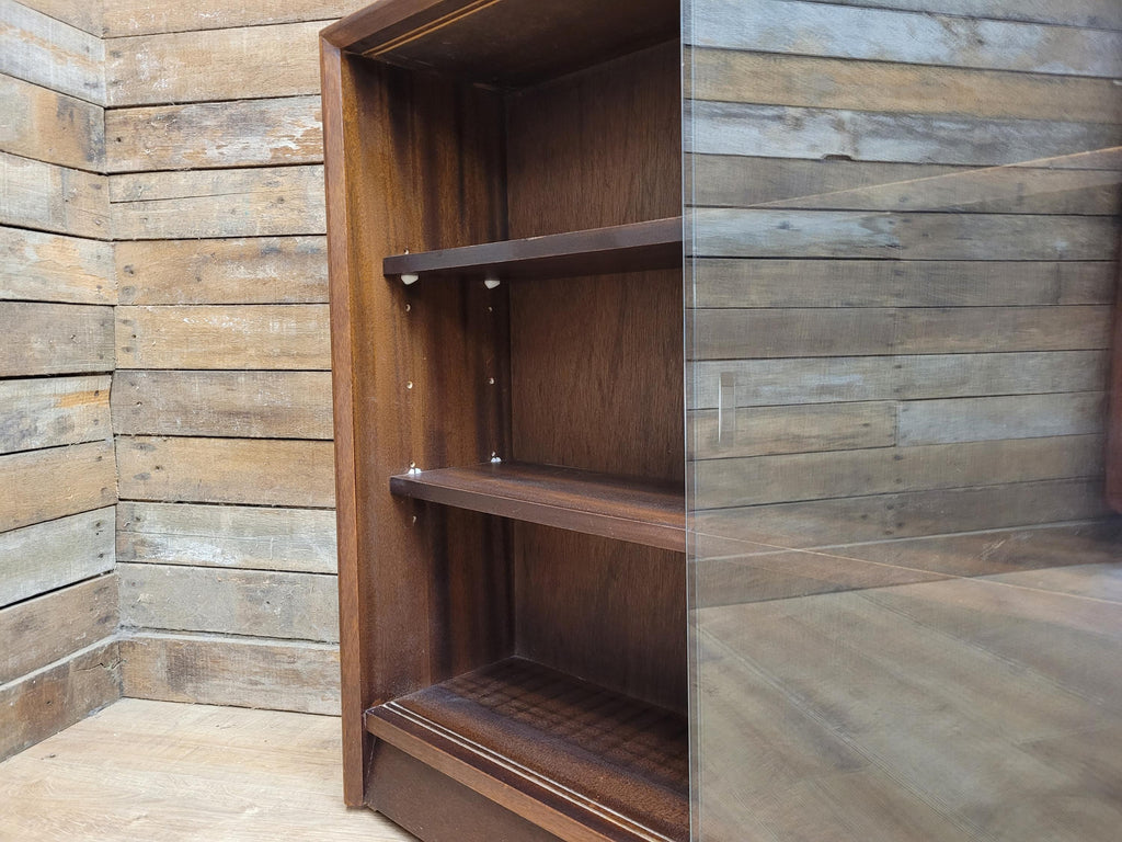 Mid Century Herbert E Gibbs Glazed Bookcase Cupboard Adjustable Shelves Vintage