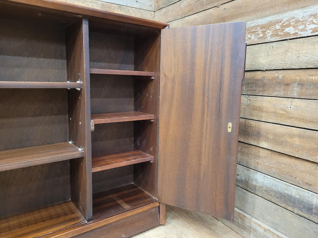 Mid Century Herbert E Gibbs Glazed Bookcase Cupboard Adjustable Shelves Vintage