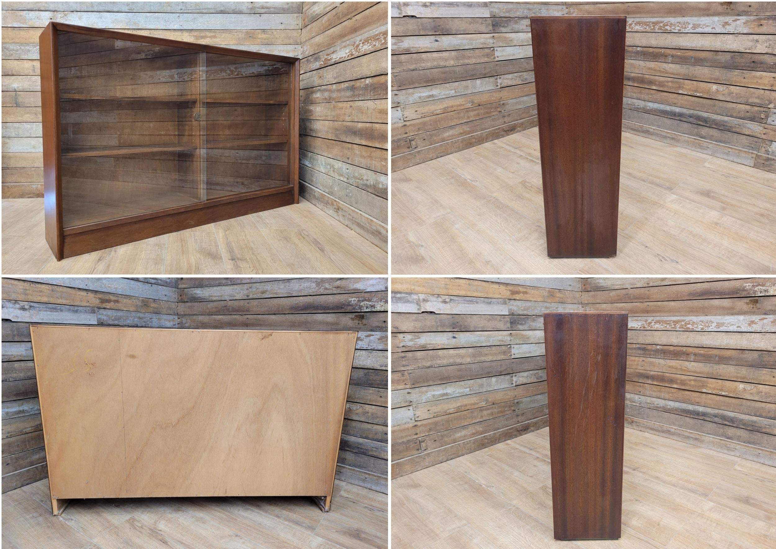Mid Century Herbert E Gibbs Glazed Bookcase Cupboard Adjustable Shelves Vintage