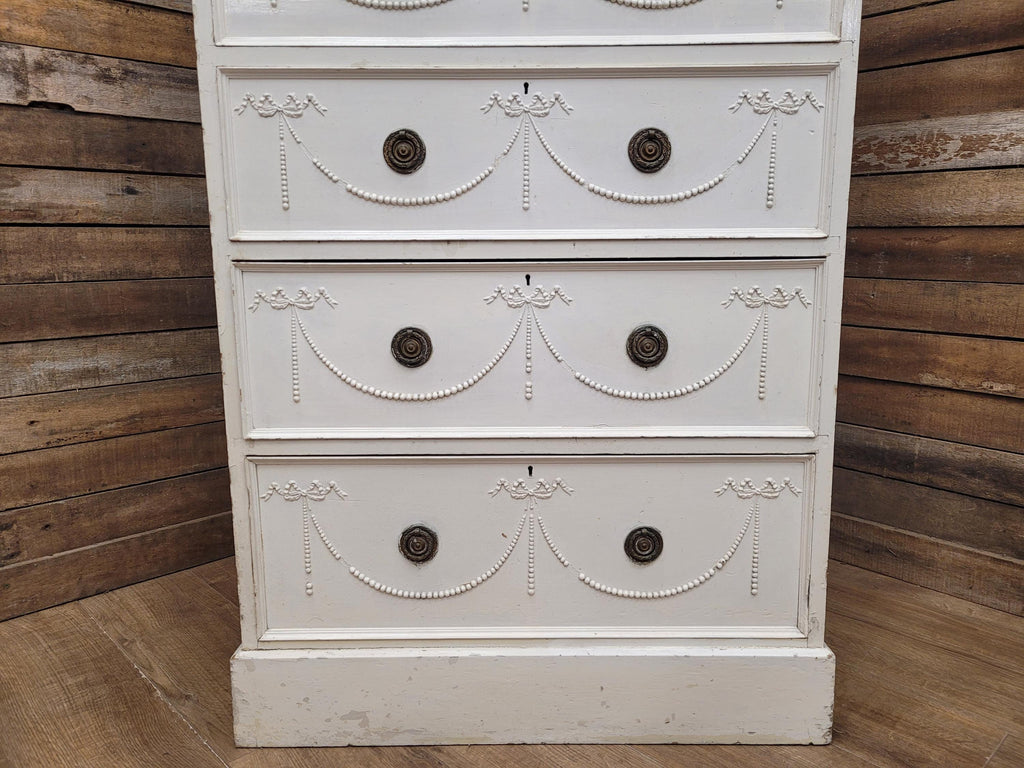 Antique Victorian Pine Distressed Painted Six Drawer Chest Graduating Drawers