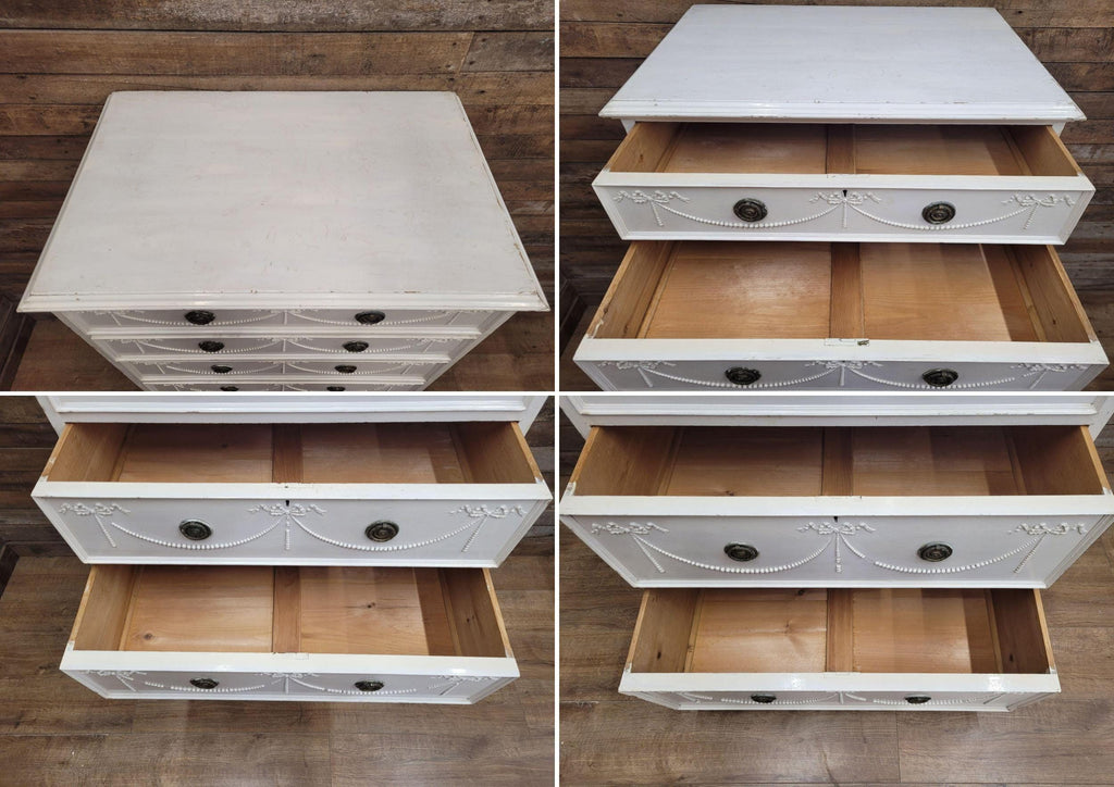 Antique Victorian Pine Distressed Painted Six Drawer Chest Graduating Drawers