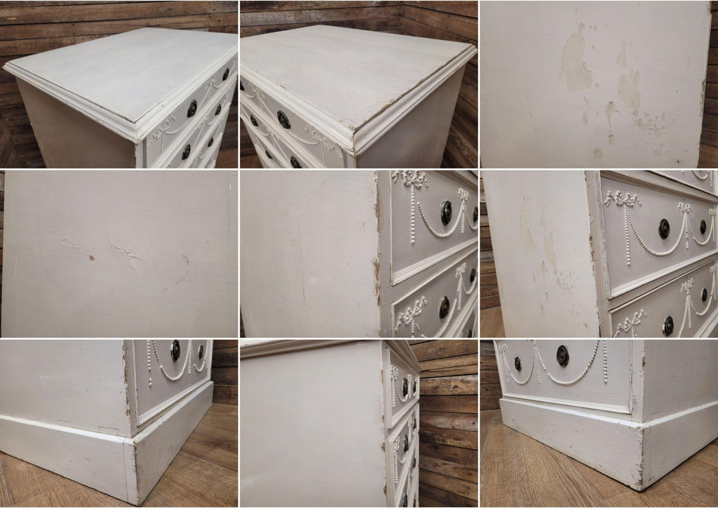 Antique Victorian Pine Distressed Painted Six Drawer Chest Graduating Drawers