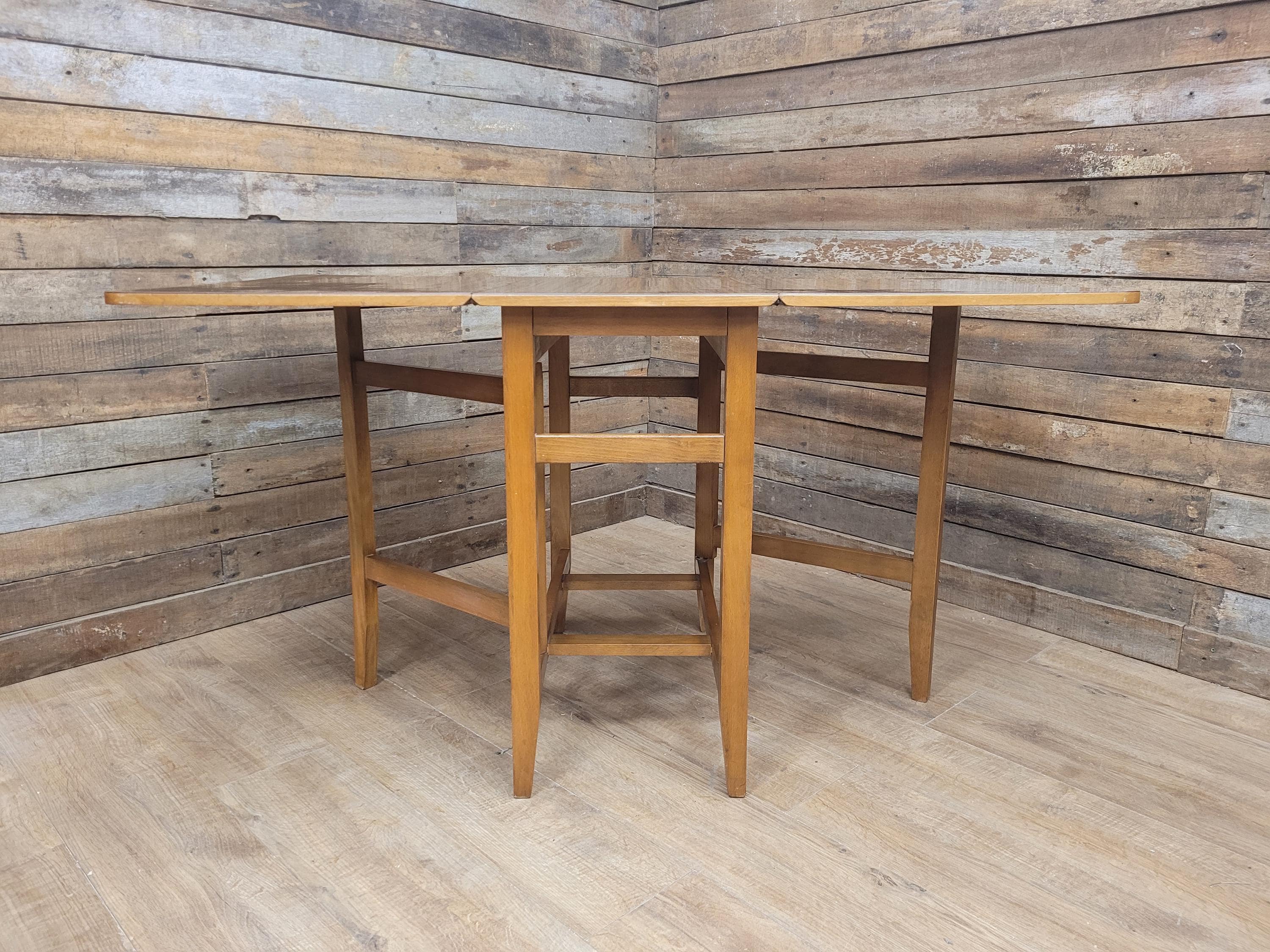 Mid Century Vintage Teak Style Formica Drop Leaf Dining Table Retro