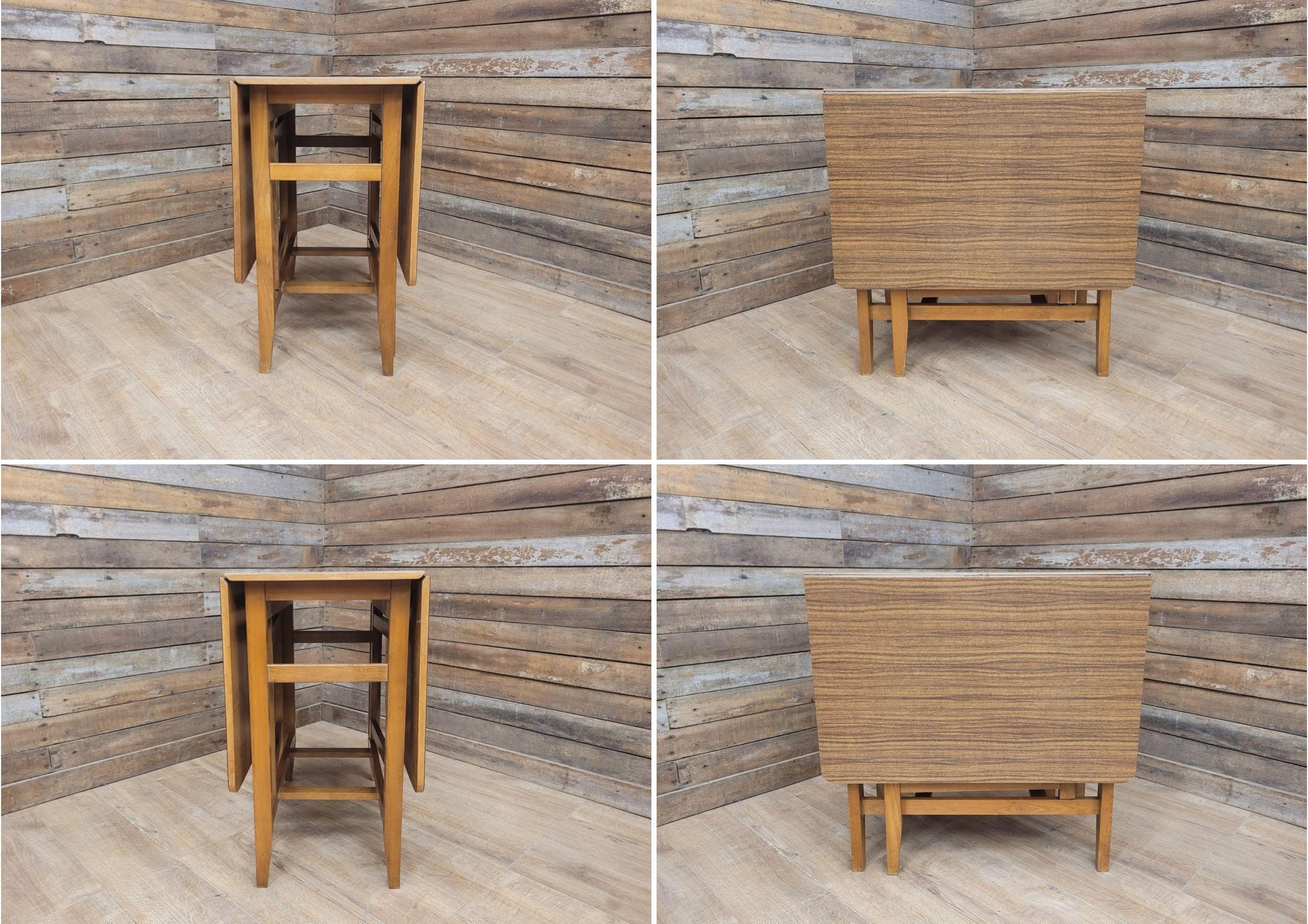 Mid Century Vintage Teak Style Formica Drop Leaf Dining Table Retro