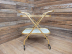 Mid Century Two Tier Retro Drinks Trolley Cocktail Trolley Foldable Vintage