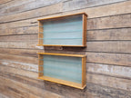 Two Vintage Model Cars Wall Mounted Display Cabinet Glass Shelves