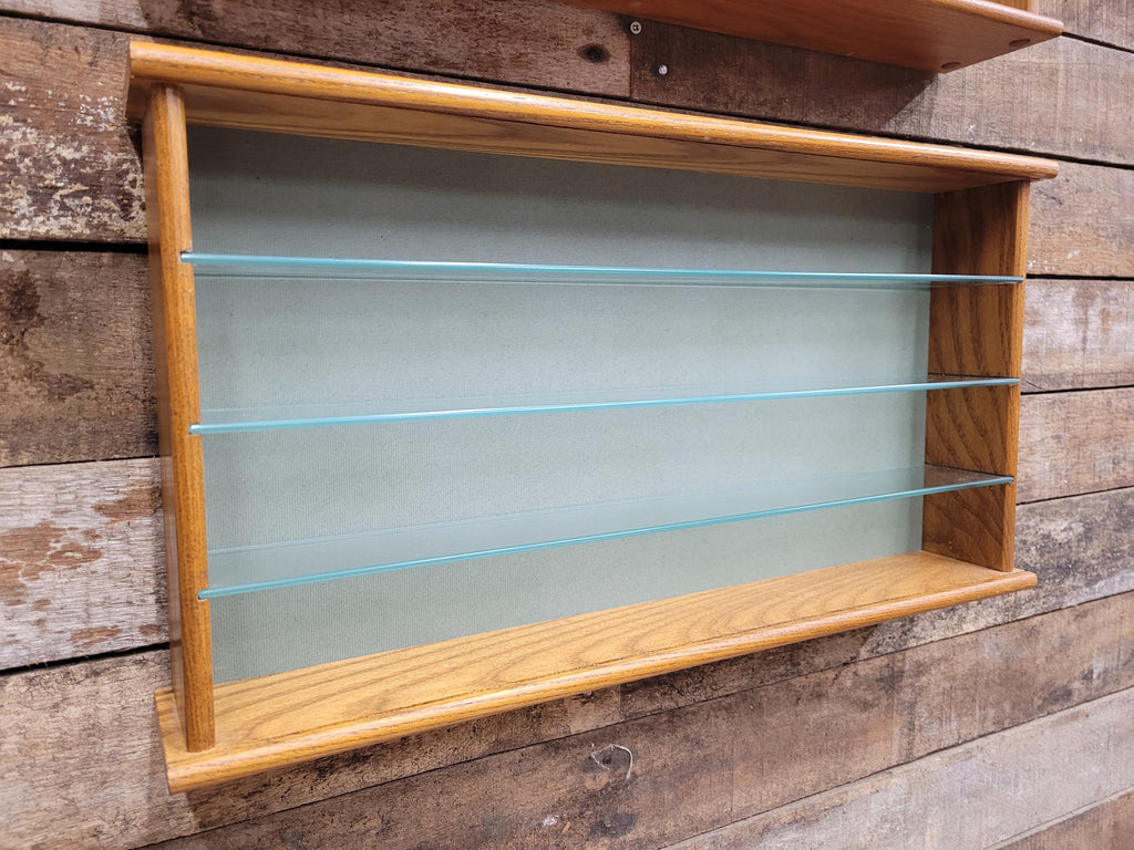 Two Vintage Model Cars Wall Mounted Display Cabinet Glass Shelves