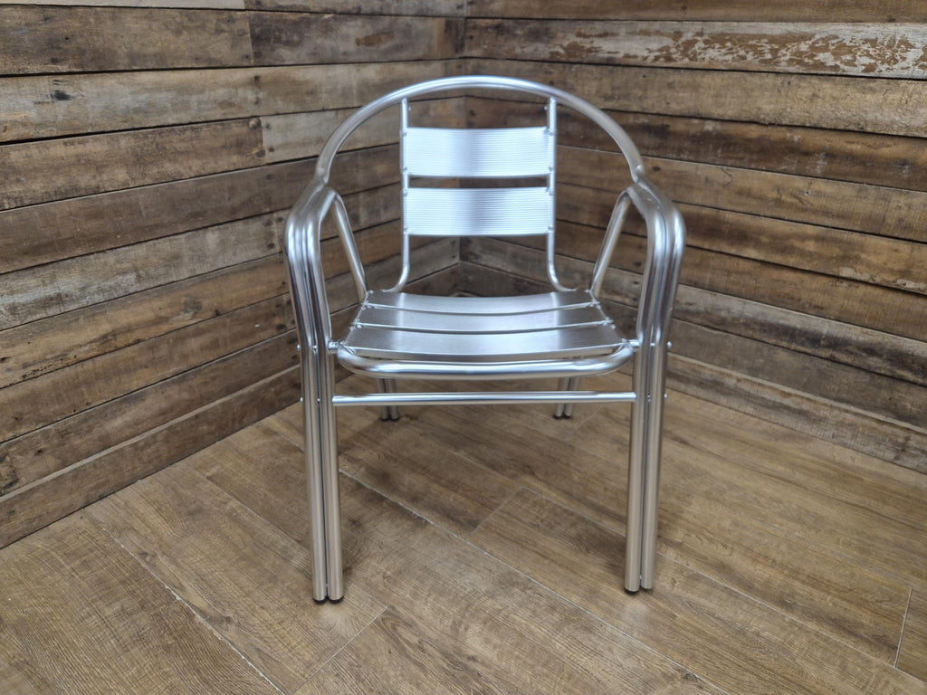 Set of 5 Aluminium Bistro Chairs Lightweight Stackable Cafe Garden Chairs