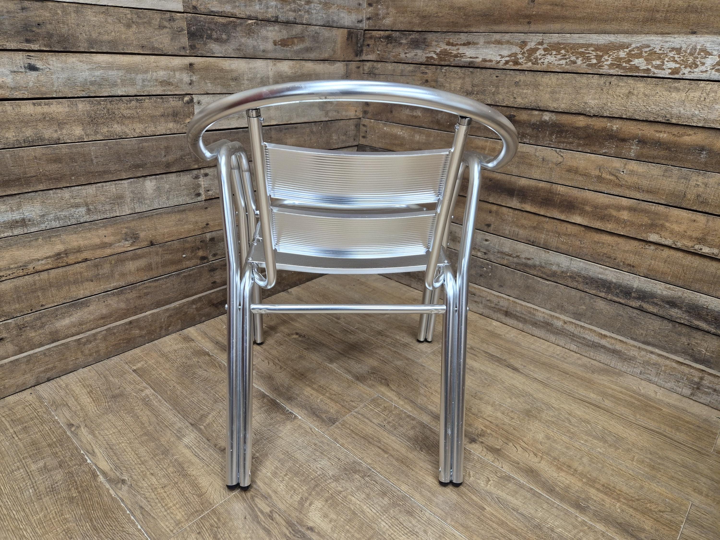 Set of 5 Aluminium Bistro Chairs Lightweight Stackable Cafe Garden Chairs