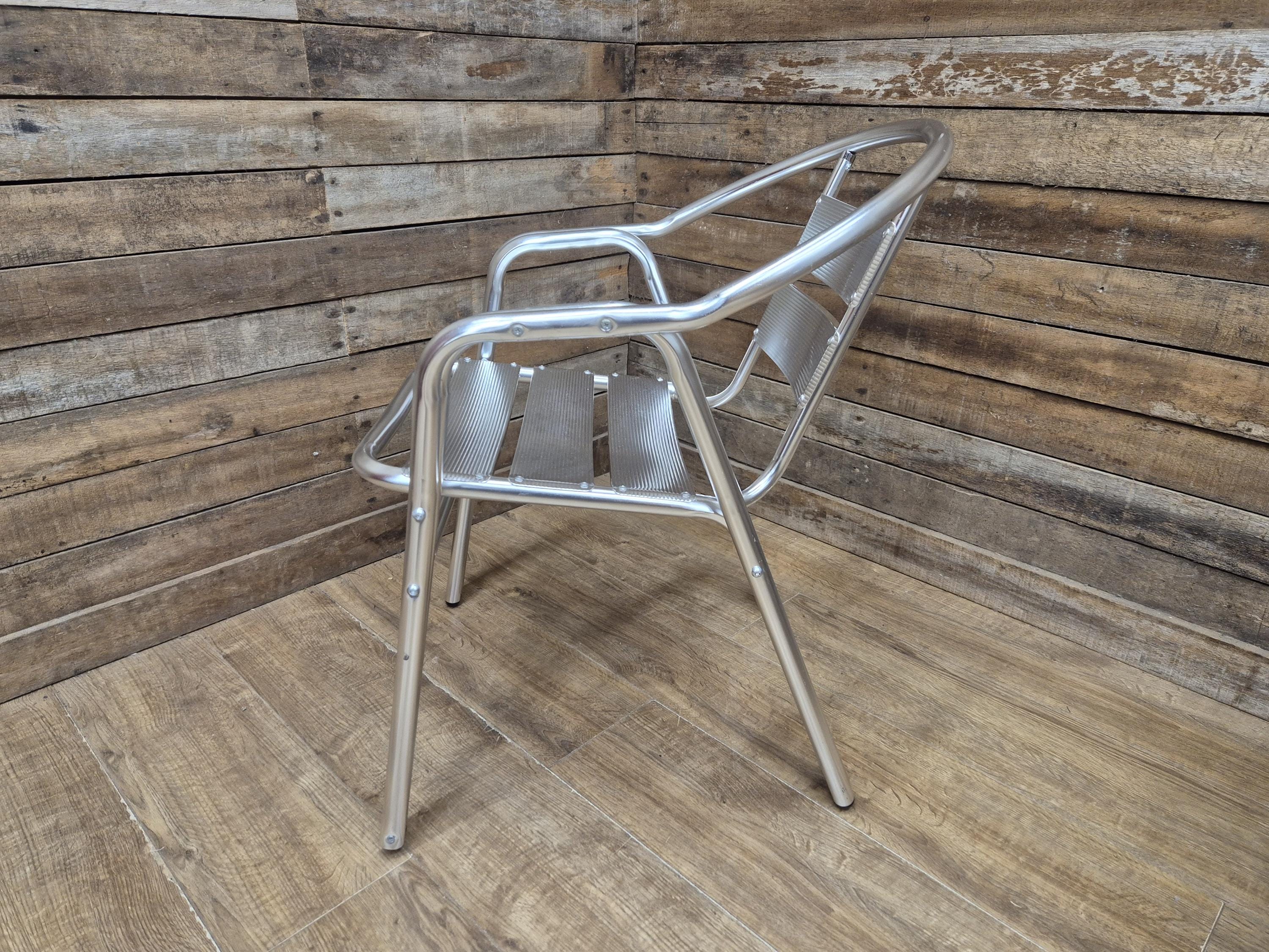Set of 5 Aluminium Bistro Chairs Lightweight Stackable Cafe Garden Chairs