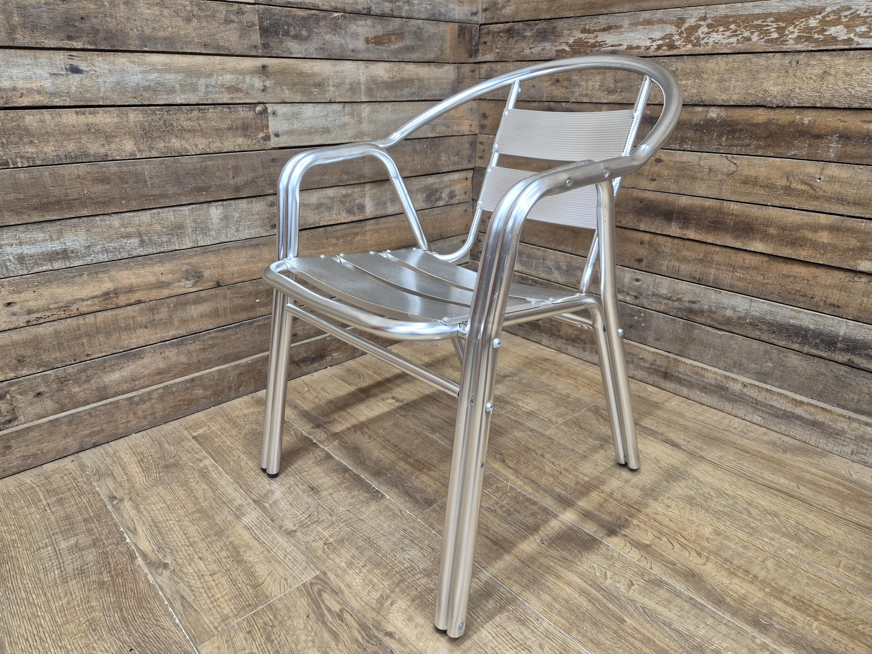 Set of 5 Aluminium Bistro Chairs Lightweight Stackable Cafe Garden Chairs