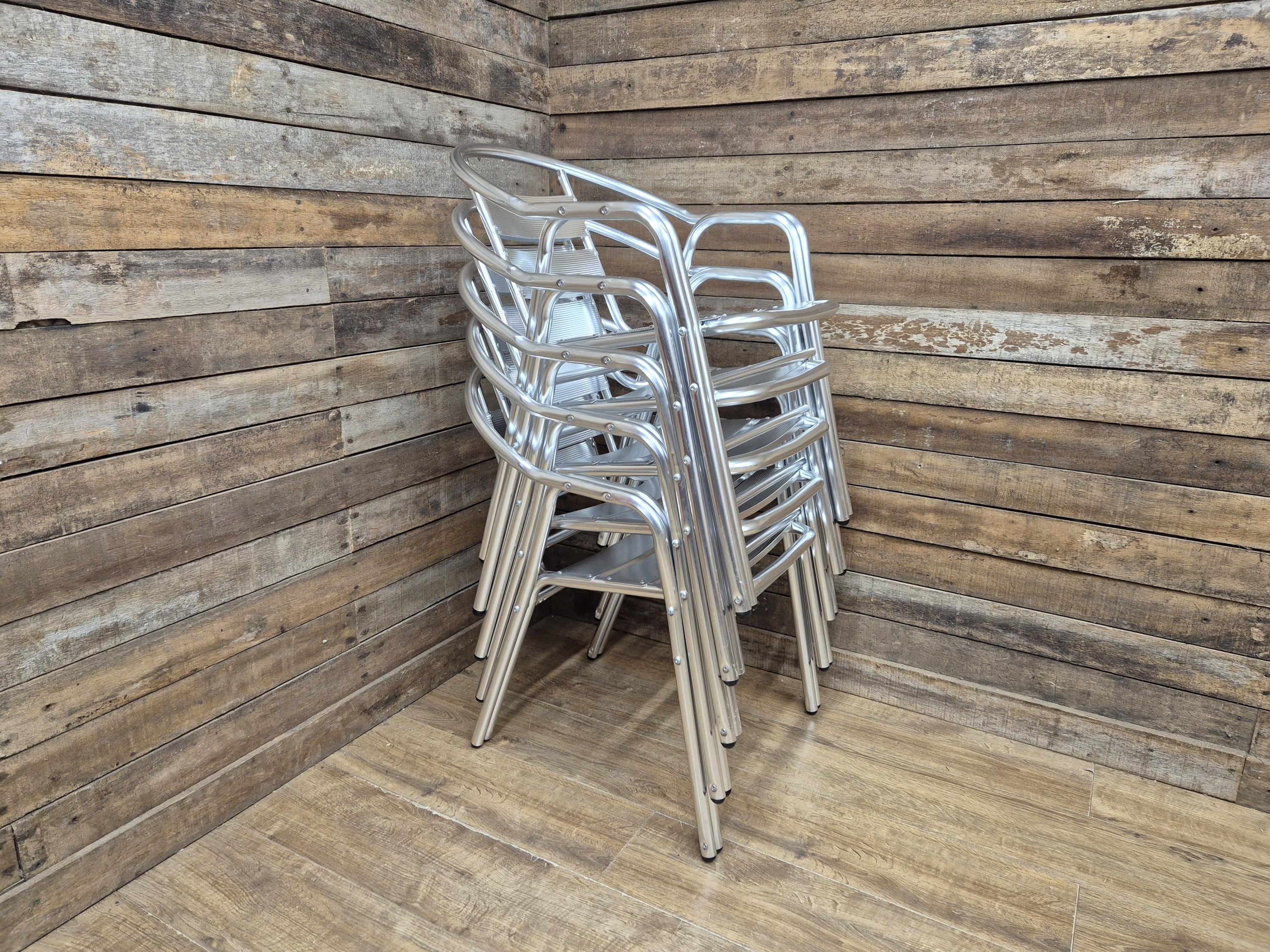 Set of 5 Aluminium Bistro Chairs Lightweight Stackable Cafe Garden Chairs