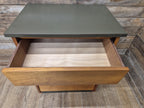 Mid Century Teak Chest of Drawers Olive Grey Green Melamine Top Retro Cabinet