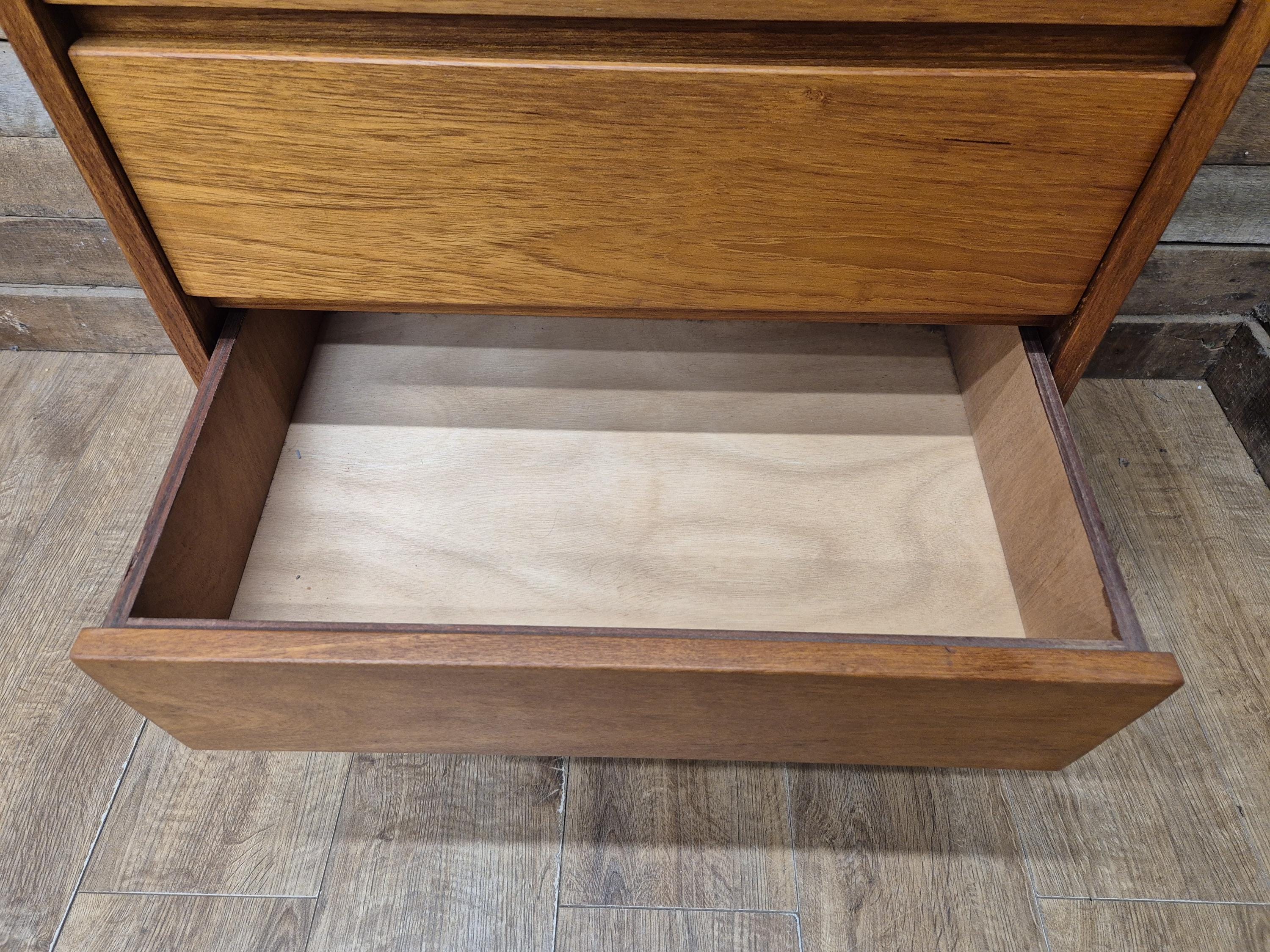 Mid Century Teak Chest of Drawers Olive Grey Green Melamine Top Retro Cabinet