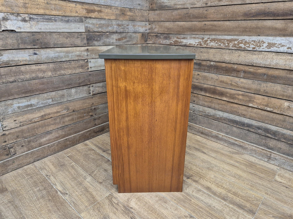 Mid Century Teak Chest of Drawers Olive Grey Green Melamine Top Retro Cabinet