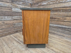 Mid Century Teak Bedside Cabinet Olive Grey Green Melamine Top Vintage