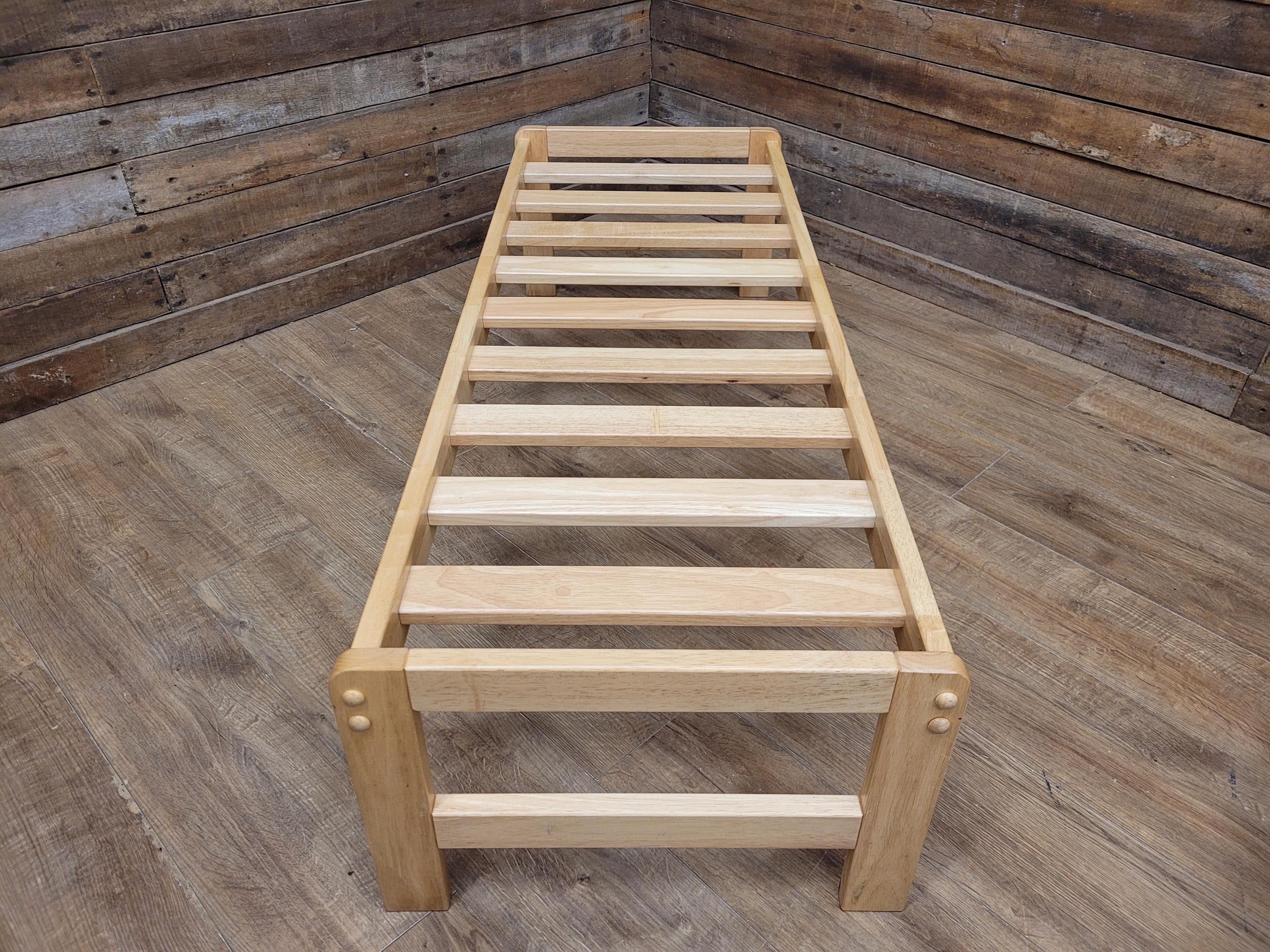 Kyoto Futons Solid Wood Bench Small Daybed Red Upholstered Seat Slatted Base