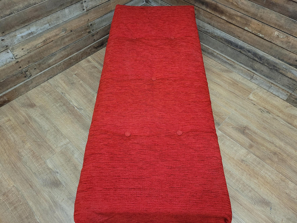 Kyoto Futons Solid Wood Bench Small Daybed Red Upholstered Seat Slatted Base