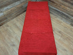 Kyoto Futons Solid Wood Bench Small Daybed Red Upholstered Seat Slatted Base