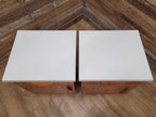 Two Mid Century Teak Bedside Cabinets White Melamine Top Vintage Retro