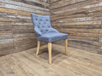 Grey Button Back Fabric Armchair Accent Chair Solid Wood Legs Modern