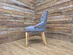 Grey Button Back Fabric Armchair Accent Chair Solid Wood Legs Modern